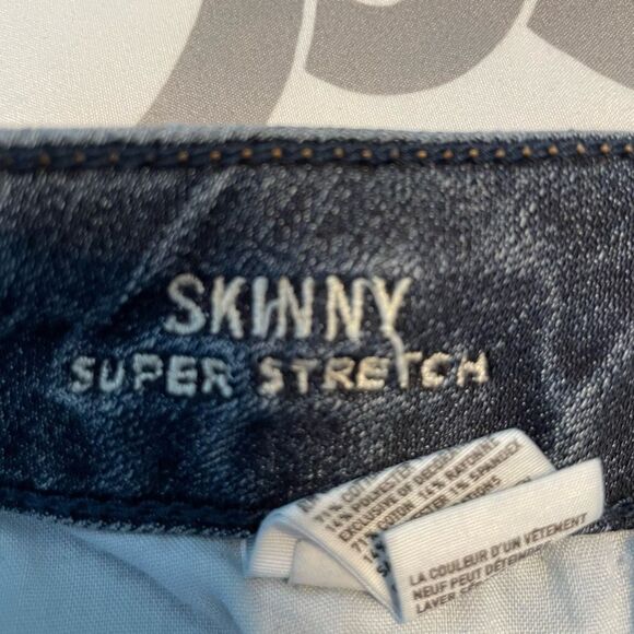 American Eagle Skinny Super Stretch Jeans Blue Medium Wash Denim Low Rise 0 - Picture 6 of 7